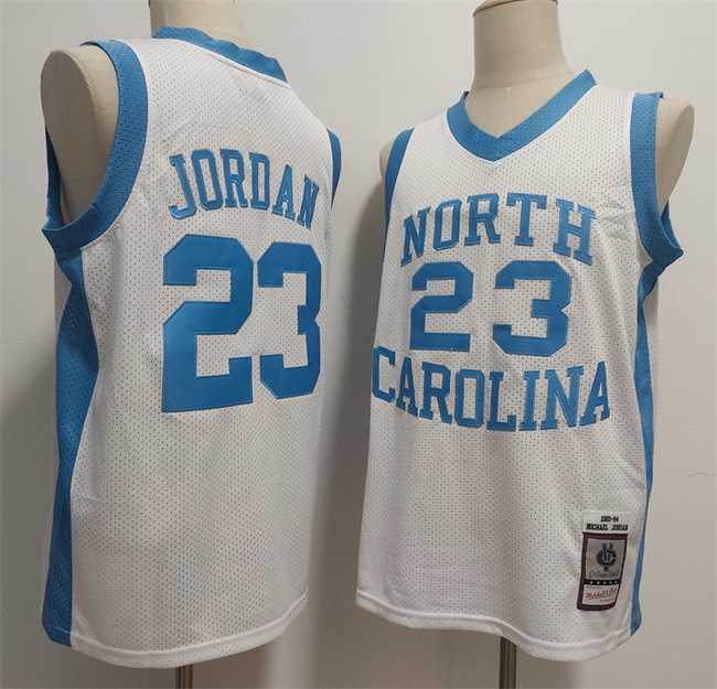 Men%27s North Carolina Tar Heels #23 Michael Jordan White Throwback Stitched Jersey